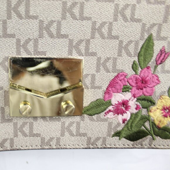 Karl Lagerfeld Paris Floral Embroidered Chain Link Crossbody Shoulder Bag - VGUC - Picture 6 of 14